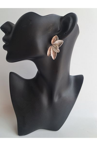 BHR AKSESUAR Silver Leaf Earrings