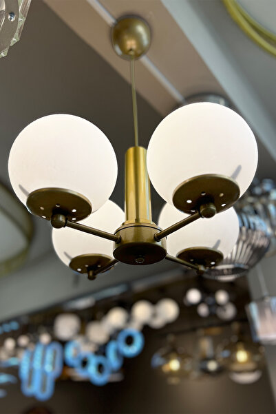 MINIMAL ETICARET VE BILGI TEKNOLOJILERI Globe Golden Up Quad Sarkıt Cam Avize