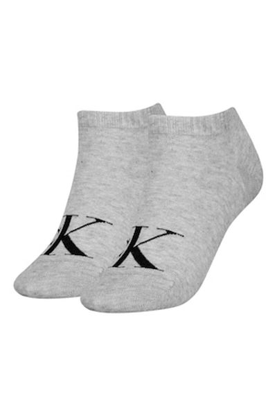 Calvin Klein , Set de sosete pana la glezna cu logo - 2 perechi, Negru, Gri melange, 35-38