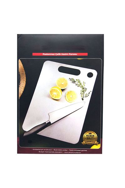 Burak Stainless Steel Cutting Board Large Size 24X34 cm