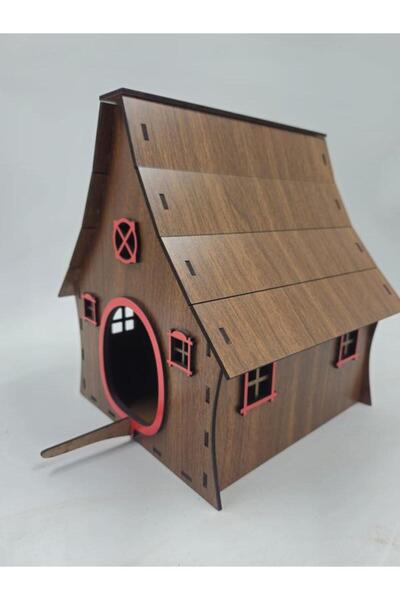Genel Markalar Ahşap Kuş Evi Ceviz Desenli Mdf 19 Cm X 19 Cm X 24 Cm