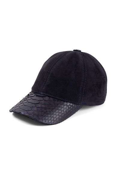 fubileather Python Leather Suede Detailed Leather Baseball Cap Unisex