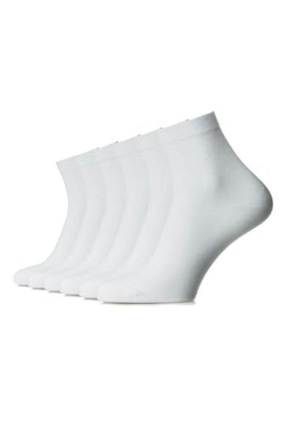 OEM Set 6 medium-length combed cotton seamless socks, men, white, size 41-43
