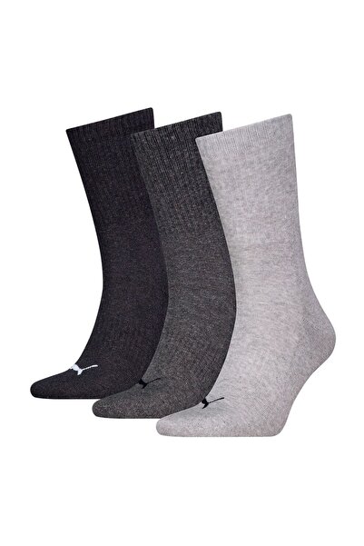 Puma , Set of unisex long socks - 3 pairs, Light grey, Dark grey, Size 39-42