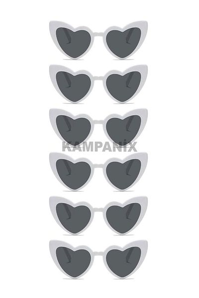 KAMPANİX Heart Bride Eyeglasses White 6-Piece Opportunity Set Birthday Chinese Night Bride to Be Bridesmaid Celebration
