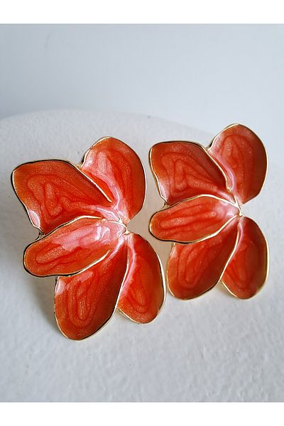 BHR AKSESUAR Orange Leaf Earrings