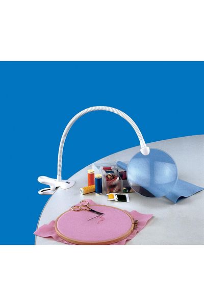 Generic Large flexible spring-loaded magnifying glass, foldable and adjustable, firmly attaches to any table