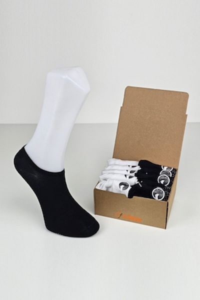 OEM Set of 10 Pairs Men's Socks, Non-slip, Seamless, Bamboo, Short Style, Size 40-46, White/Black
