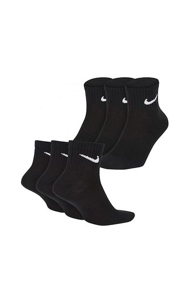 Nike Everyday Men's Sport Socks, Cotton and Polyester, Black, Size 42-46, Set of 6 Pairs
