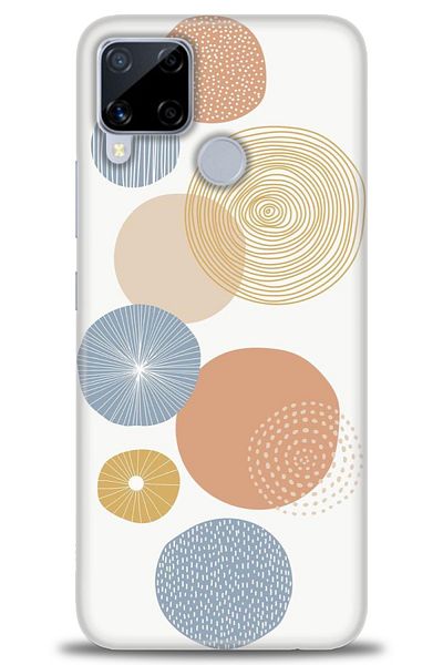 MRCİLETİSİM Realme C15 Case Hd Printed Case - Blue Circles