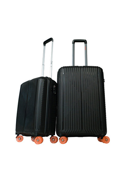 GROUND Sirius 2'li Valiz Seti Orta-Kabin - Kaykay Tekerlekli – Siyah - 10728
