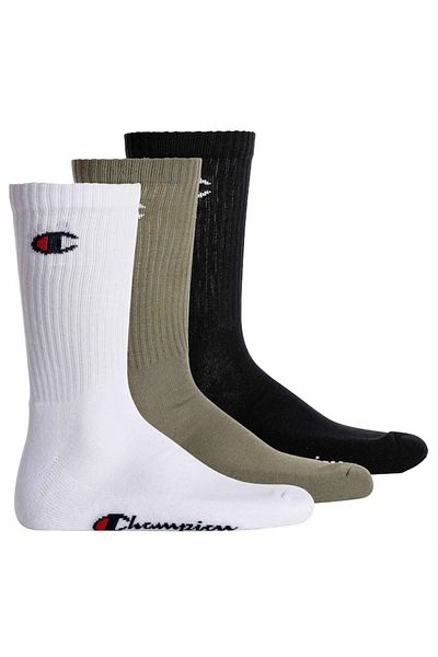 Champion , Set of long unisex socks - 3 pairs, Black, White, Khaki, Size 39-42