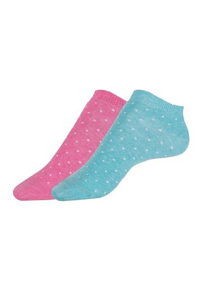OEM Women's Cotton Socks with Dots (2 Pairs) Esli Classic 802 Pink Turquoise Size 36-37