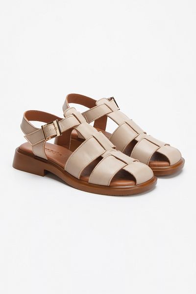 ezmoda Haki Leather Sandals
