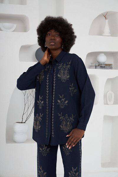 MİA NOURA Women's Front Beaded Shirt