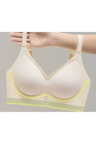 pae Breathable Anti-Sweat Fabric Anti-Sagging Gathering Seamless Ghost Soft Bra