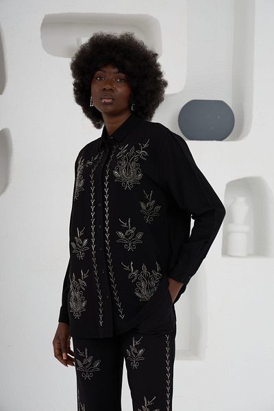 MİA NOURA Women's Front Beaded Shirt