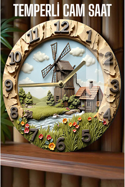 kutuTR Modern & Şık Sanat! 3D Görünümlü Temperli Cam Saat – 33 cm CSDW266