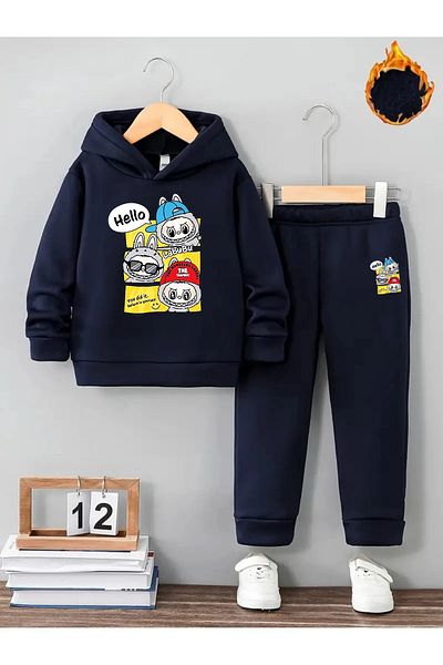 makiteks Winter Girl Boy Tracksuit Set 5 6 7 8 9 10 11 12 Years Labubu