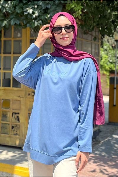 Moda Rosa 25Y7008 - Light Blue - Tonataon Printed Basic Tunic