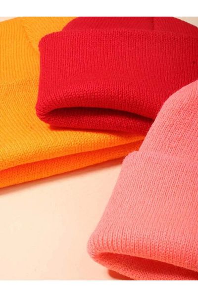 awix Set of Three Unisex Folded Stylish Knitwear Plain Beret