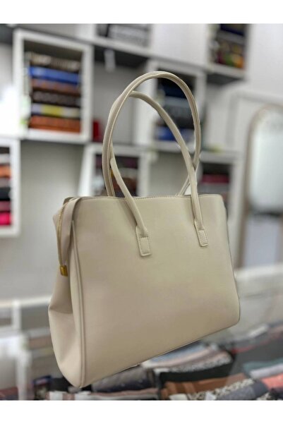 Levidor Beige Large Handbag with Accessory Detail