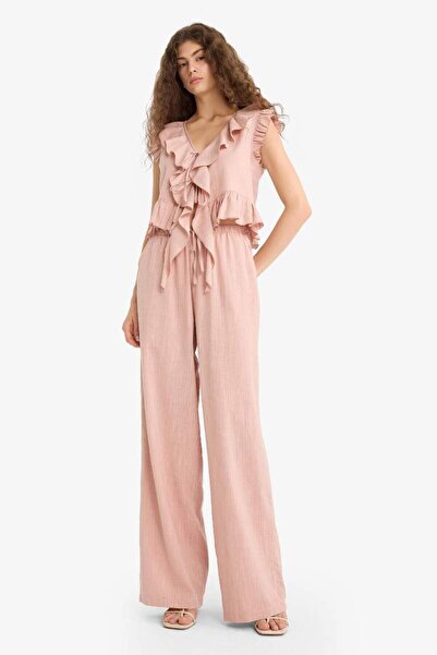 DeFacto Pantolon Wide Leg Çift Cepli Normal Bel Standart Boy D1009AX24HS