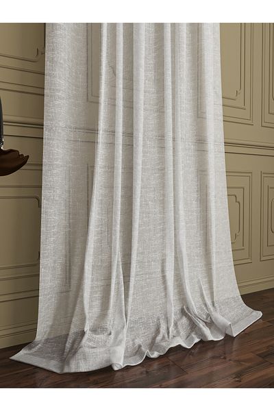 OnyxHome Silvery Linen Folded Tulle Curtain