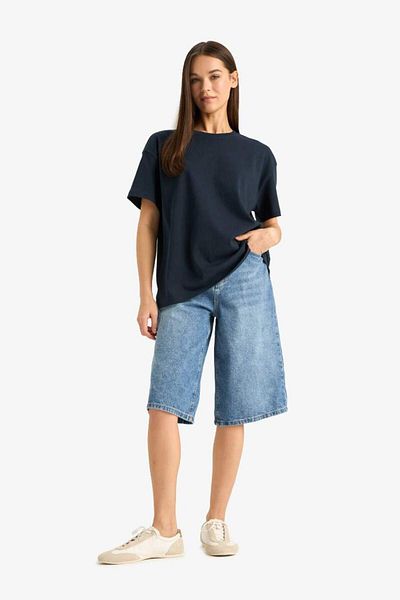 DeFacto New Season Oversize Wide Fit Crew Neck Basic Plain Short Sleeve T-Shirt