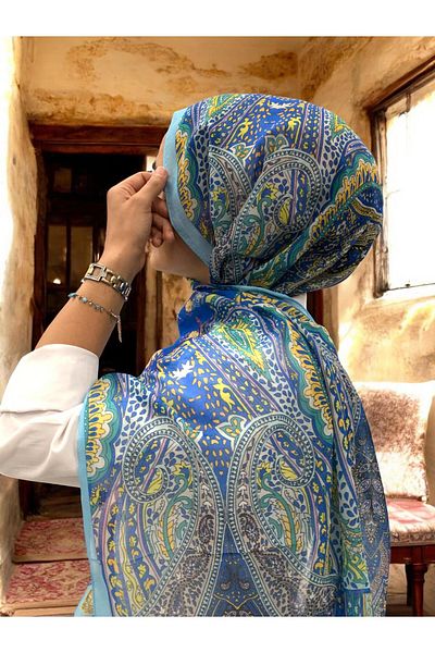 Baştacı Cotton Ethnic 0361 Blue Shal