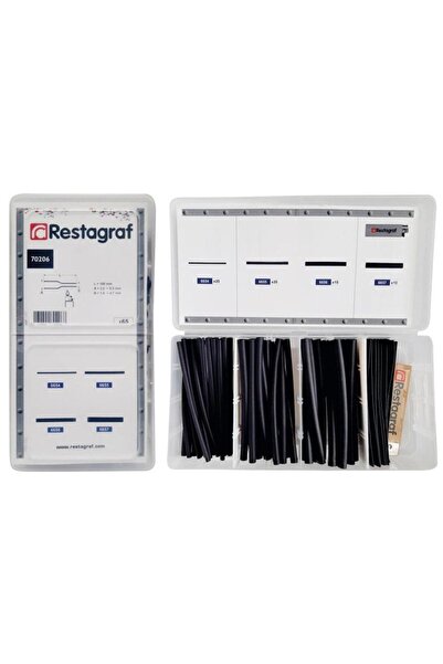 RESTAGRAF Set 66 furtune termocontractibile 70206, 3.2 - 9.5 mm, negru