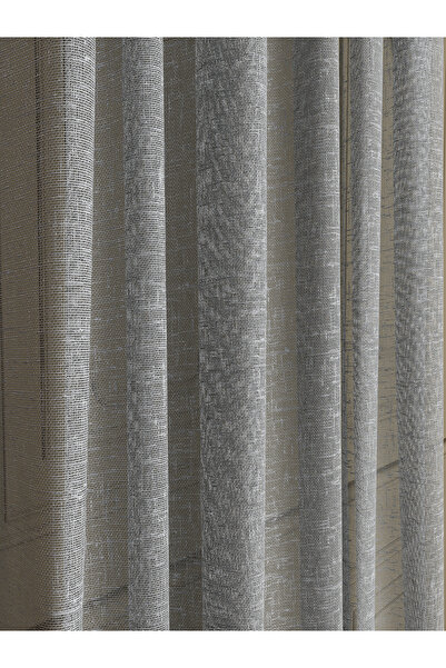 OnyxHome Foldet Linen Tulle Curtain Gray (1/3 Double Pile)