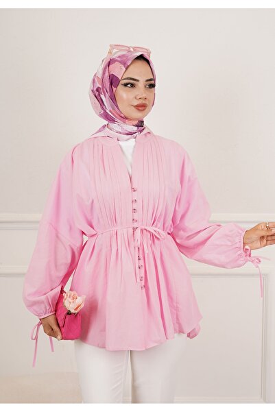 GÜLSEVEN Pamuk kumaş kadın gömlek modeli