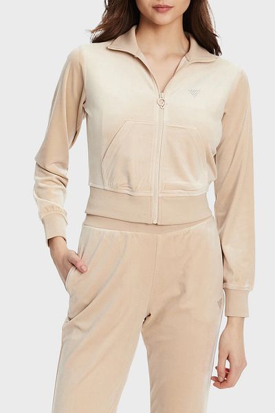 Guess Couture Stoned Regular Fit Stand Collar Velvet Crop Sweat V3Bq22K0232 Sweat V3Bq22 K0232 A90F