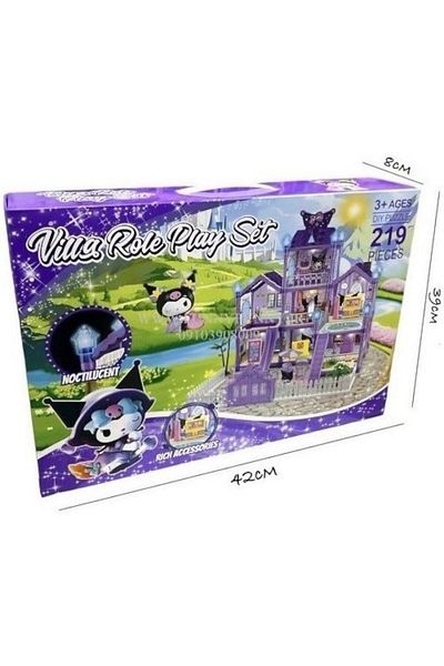 Toybox DIY Princess Castle Block Set, Kuromi Castle Model, 219 Pieces of Girls