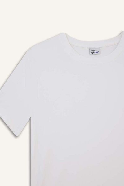 DeFacto New Season Defactofit Standard Fit Crew Neck Sports Basic Plain Short Sleeve White