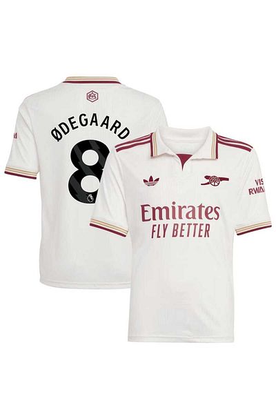 Lion Spor Arsenal 2025/26 New Season Martin Odegaard Away Jersey (White)