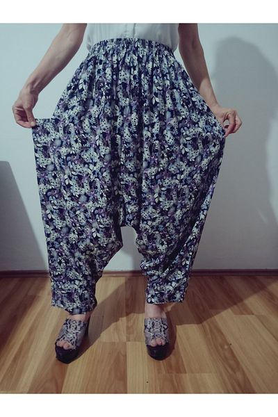 hoaryage Viscose Press Fabric Floral Patterned Shalwar with Pockets 100% Cotton 36-50Size