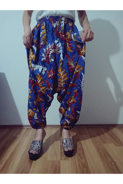 hoaryage Viscose Press Fabric Floral Patterned Shalwar with Pockets 100% Cotton 36-50Size