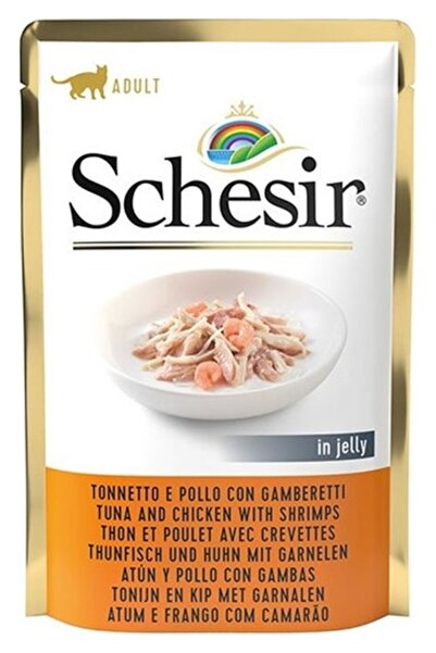 Schesir Pouch Ton Balıklı&tavuklu ve Karidesli Jöleli Kedi Yaş Maması 85 gr