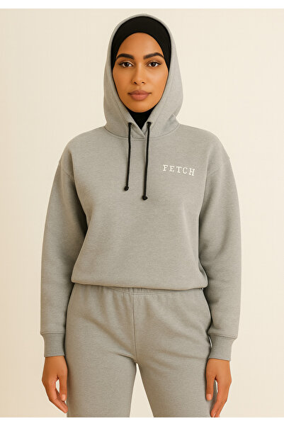 Arz giyim Ardente Collective Γκρι Φούτερ με Κουκούλα με Στάμπα Fetch