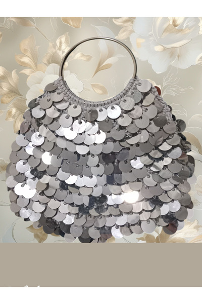 Müjde Pullu Çanta Gümüş Ayna