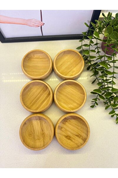 BOSSİO 6-Piece Bamboo Round Presentation and Snack Bowl