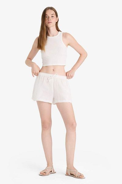 DeFacto New Season A-Line Regular Waist Short Leg Muslin Shorts
