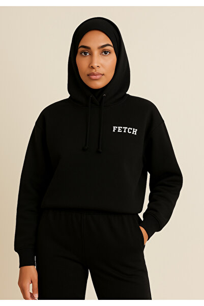 Arz giyim Ardente Collective Μαύρο Φούτερ με Κουκούλα με Στάμπα Fetch