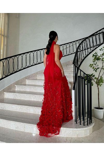 MEZON FASHION Evening dress decorated with roses