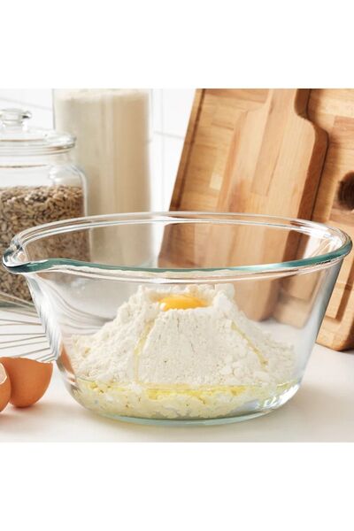 IKEA QUİCK 26 Cm Ağızlıklı Cam Kase Hamur Işleri Karıştırma Kasesi Karıştırma...