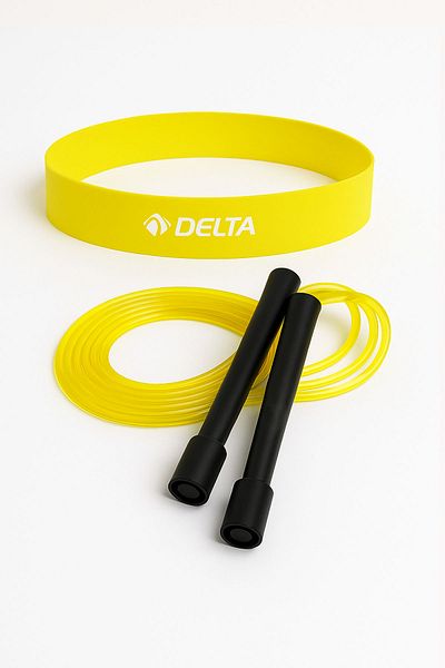 Delta Jump Rope + Light Aerobic Loop Resistance Band – Home Sports, Cardio and Fitness Pilates Set