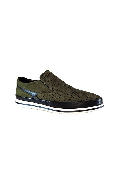 Who What Wear Men's Genuine Leather Perforated Laceless Sneakers Shoes 25Wm0304