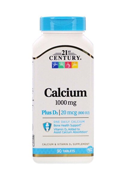 21st Century مكمل كالسيوم بلس فيتامين د3 بتركيز 1000 ملجم - 90 قرصًا